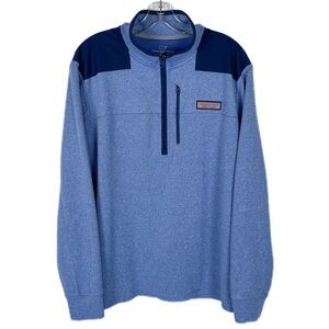 Vineyard Vines Performance 1/4 Zip Pullover Mens Large Blue Ribbed Golf Sweater